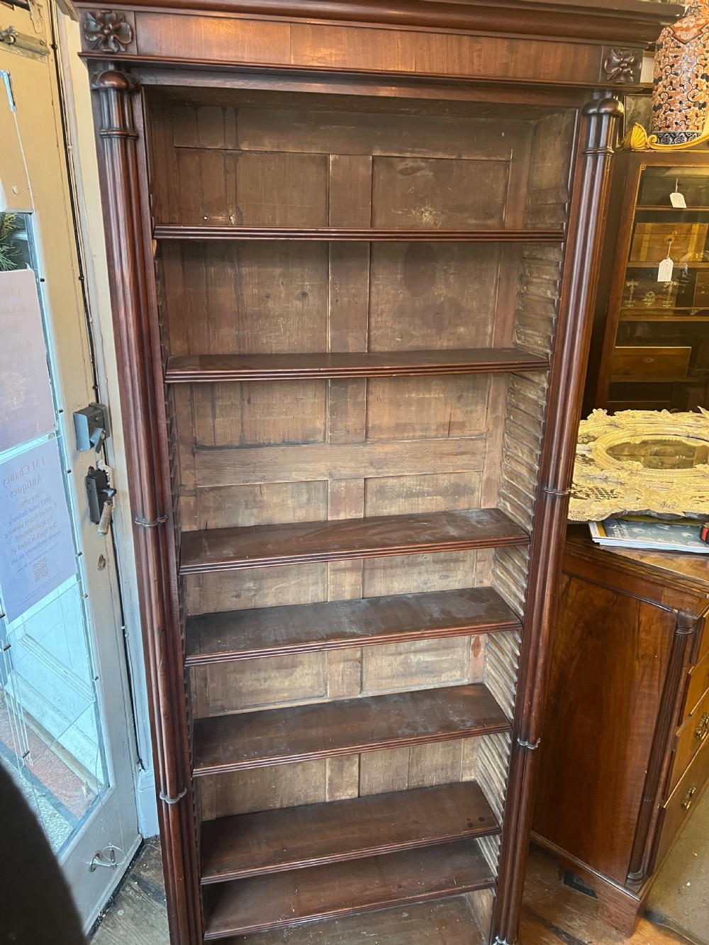 Regency mahogany cluster column bookcase  View III