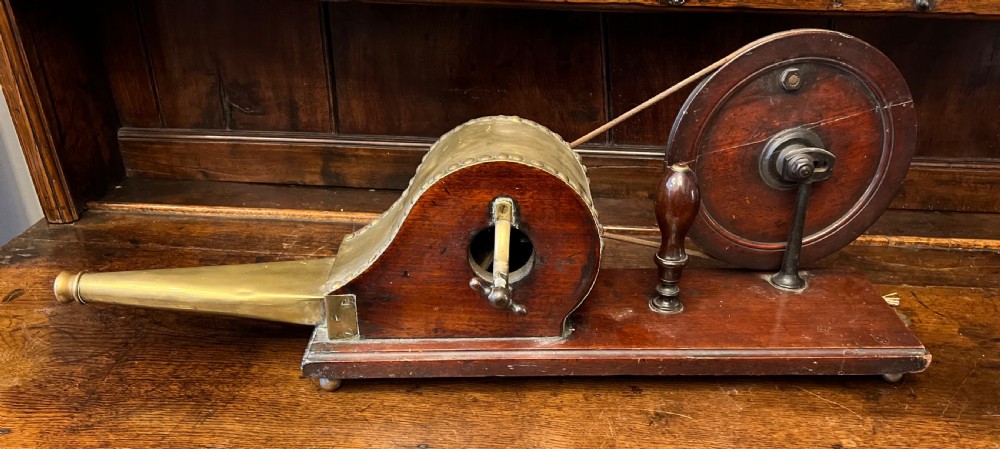 George III mahogany and brass mechanical bellows View IV