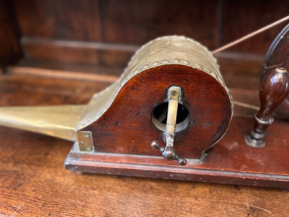 George III mahogany and brass mechanical bellows View VI