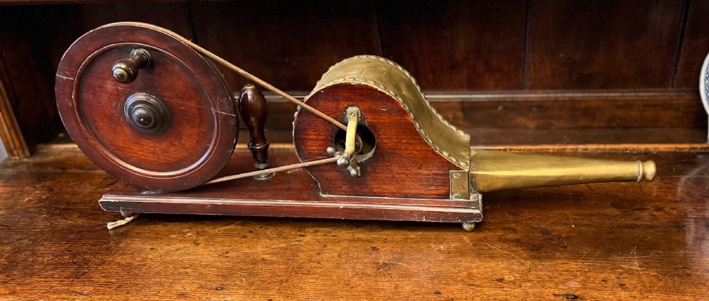 George III mahogany and brass mechanical bellows View IX