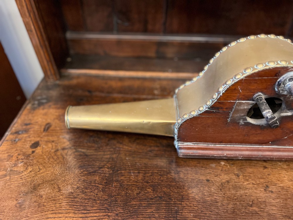 George III mechanical bellows in walnut and brass  View X
