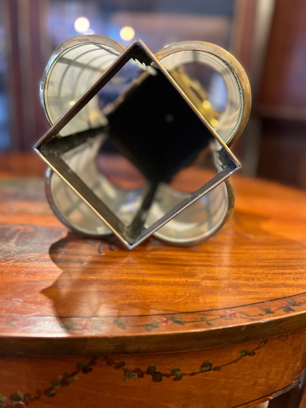 Arts and crafts brass and glass lantern View III