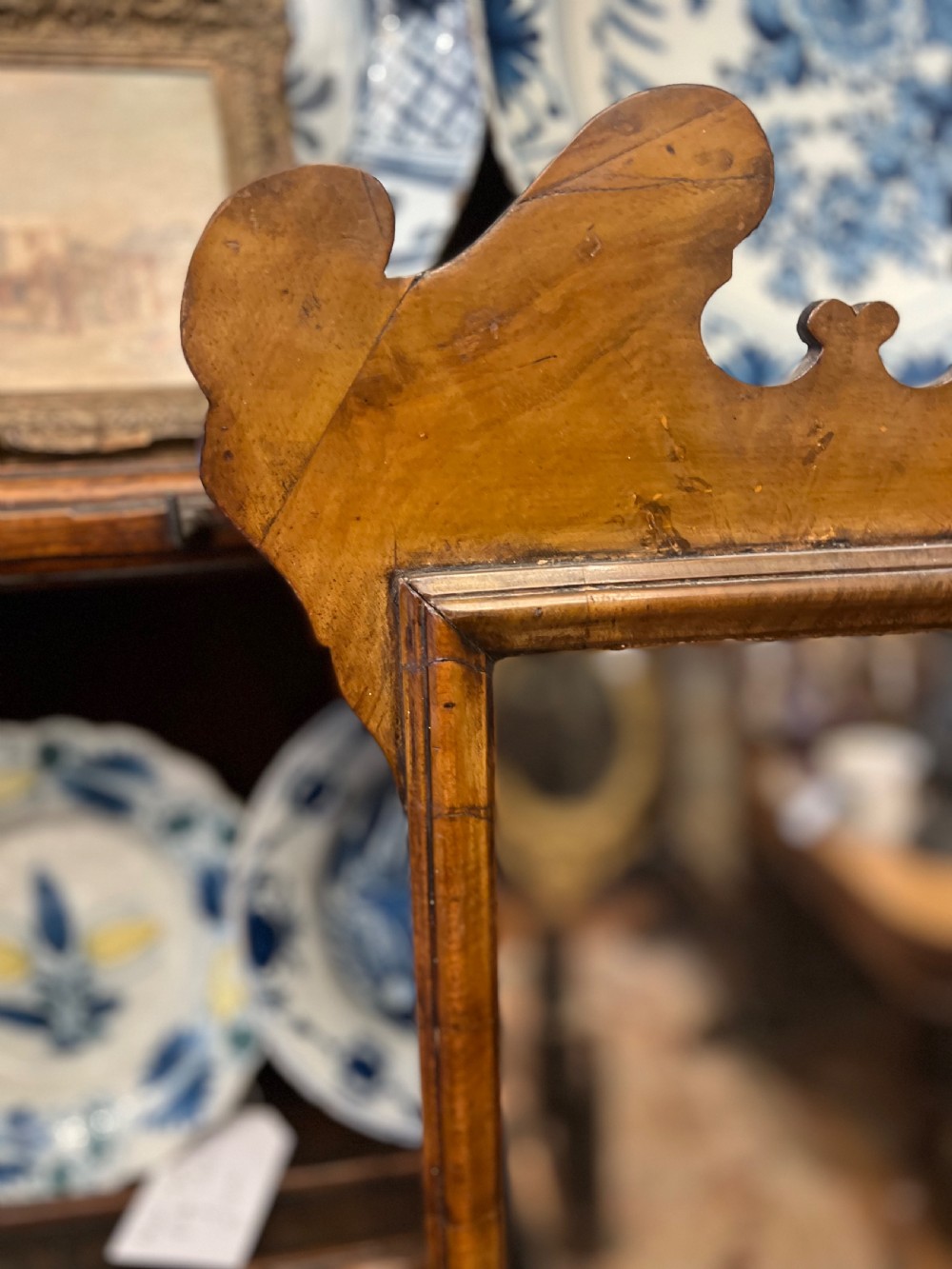 C19th walnut mirror in the Queen Anne style  View III