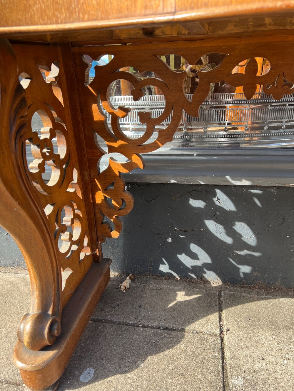 C19th oak Hall table with marble top View VII