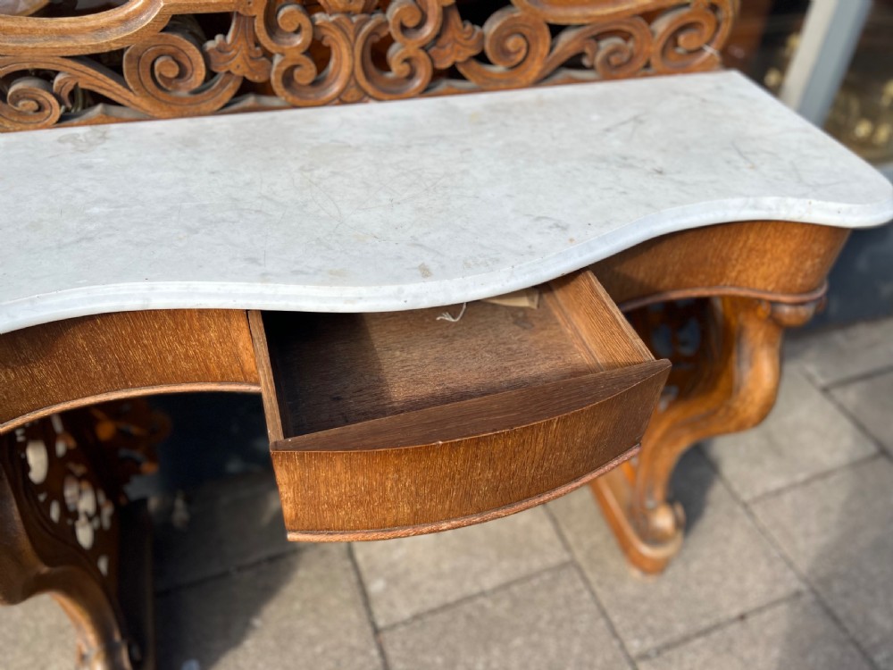 C19th oak Hall table with marble top View VIII