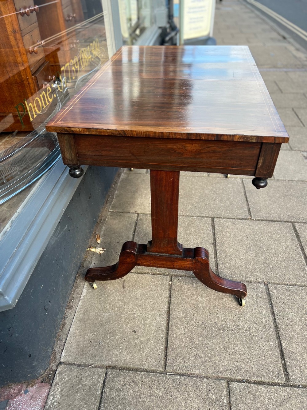 C19th rosewood library or writing table View II