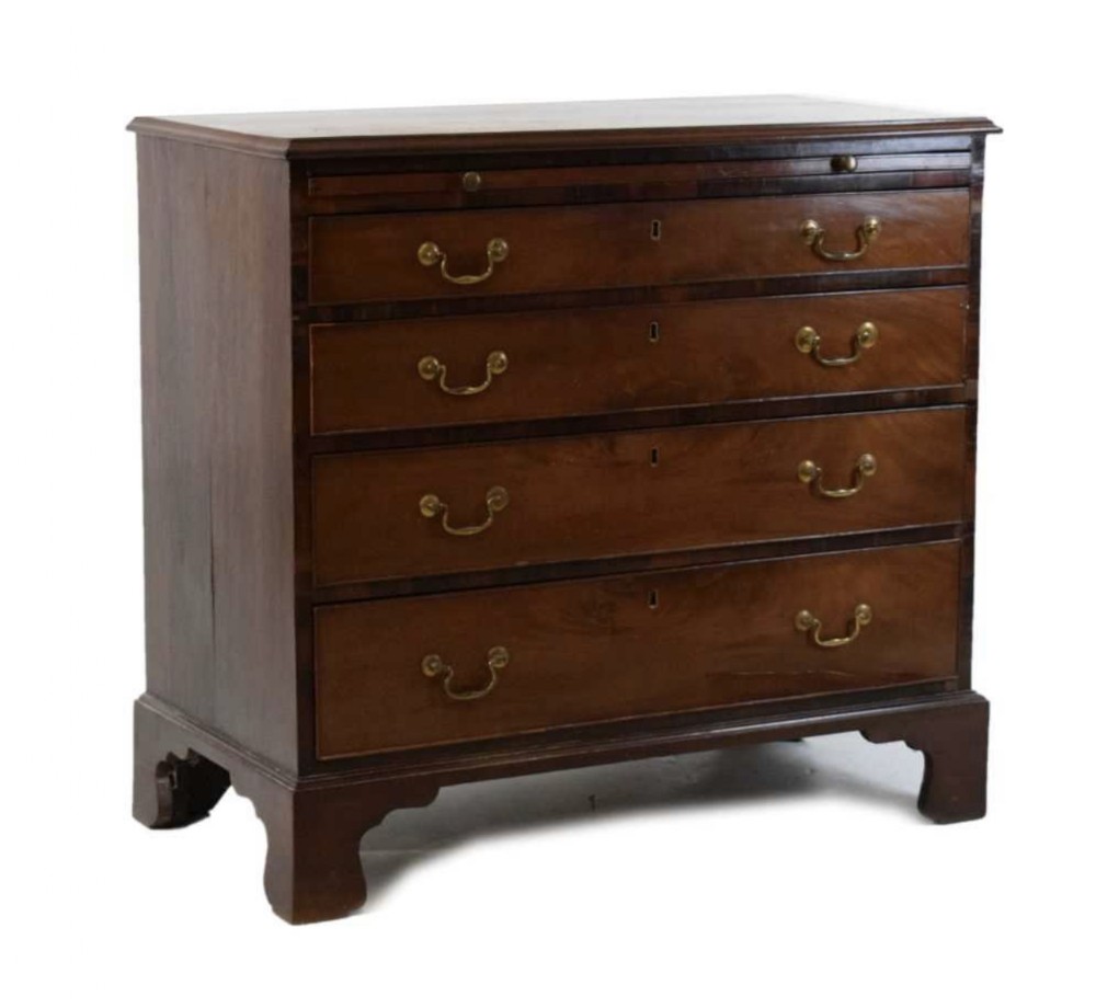 George III mahogany small chest with brushing slide 