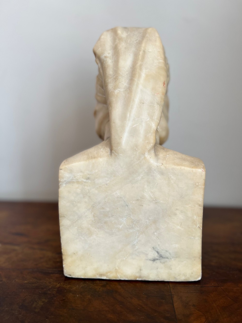 C19th Italian carved marble and alabaster bust of Dante View IV