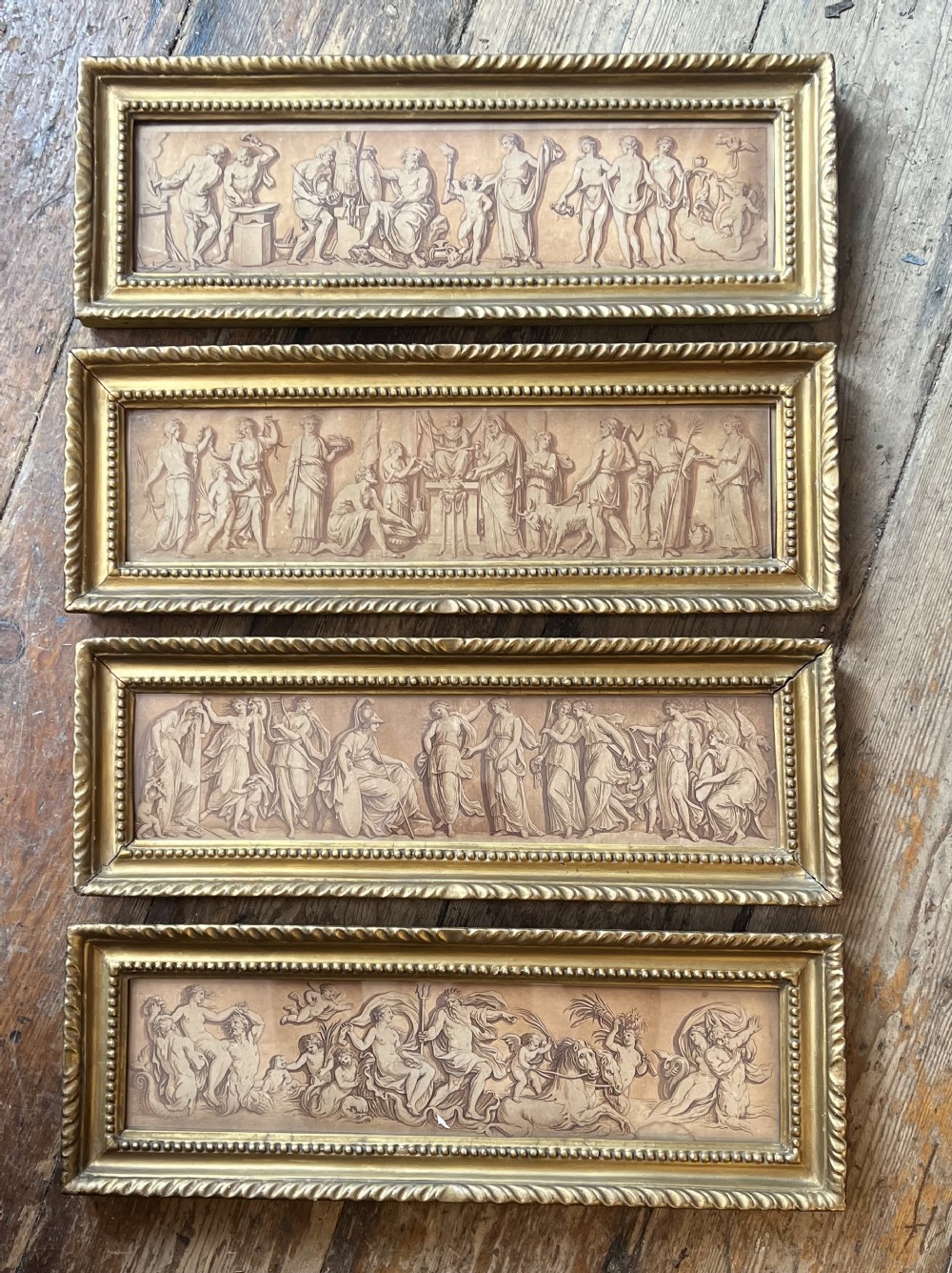 Set of four bartolozzi engravings in giltwood frames