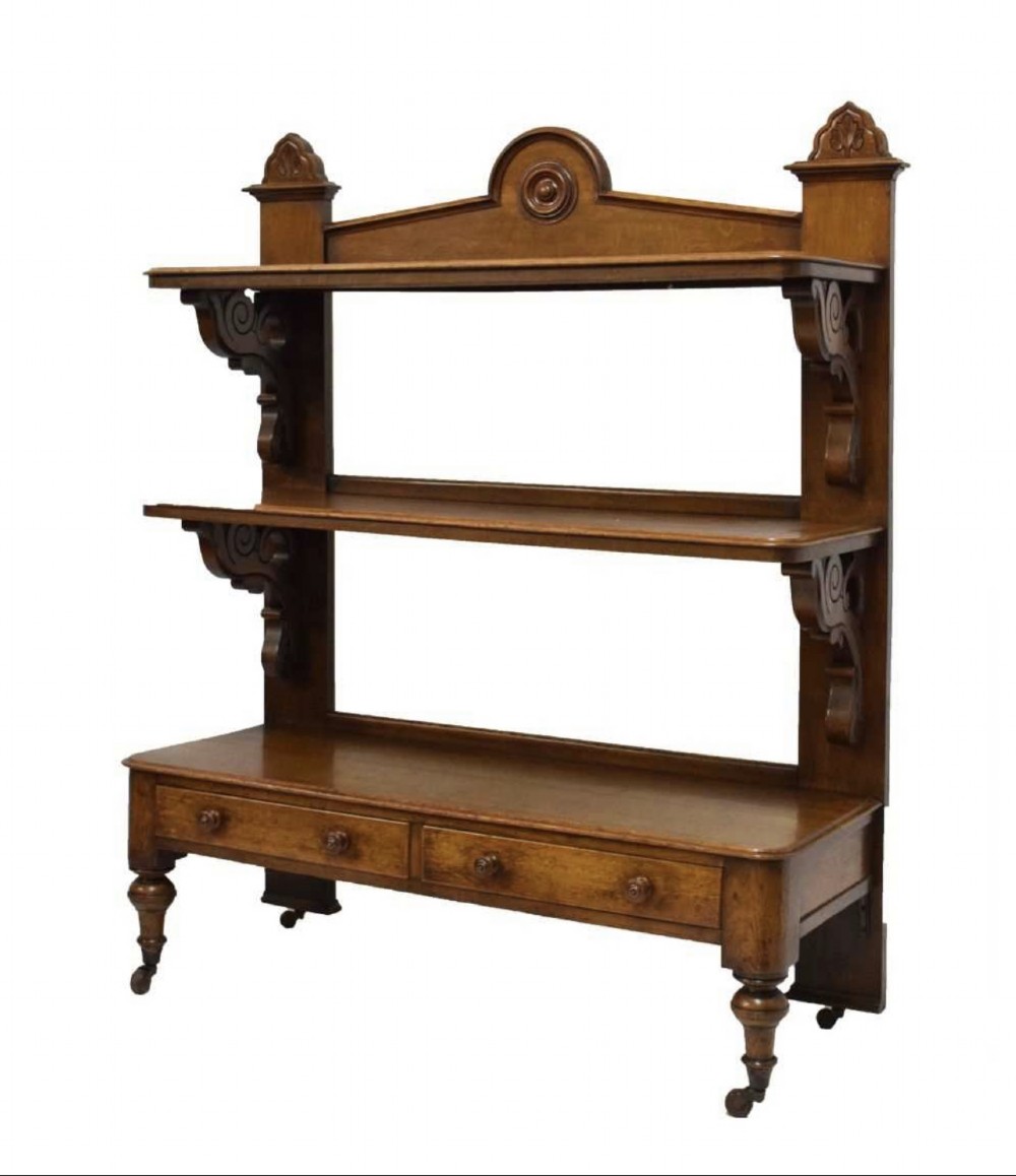 C19th oak three tier buffet with drawers 