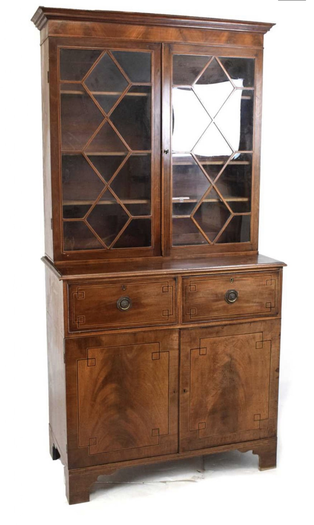 Early C19th inlaid mahogany library bookcase 
