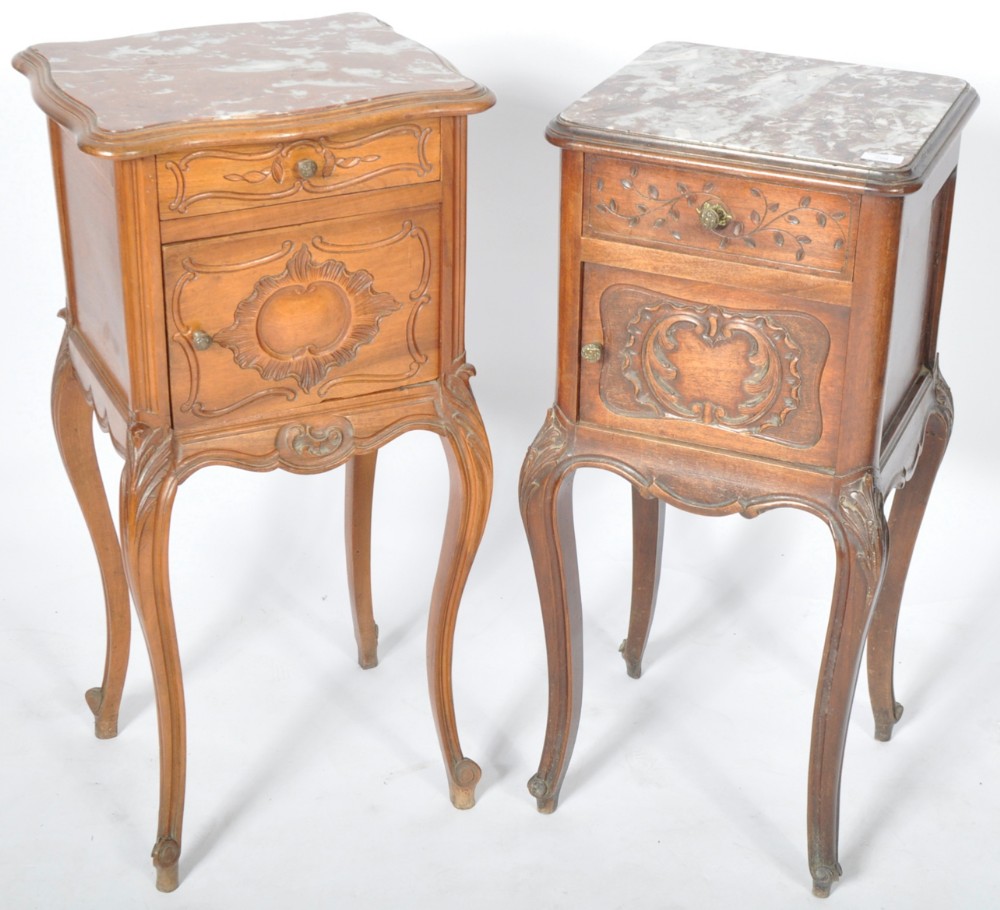 A near pair of C19th French bedside tables 