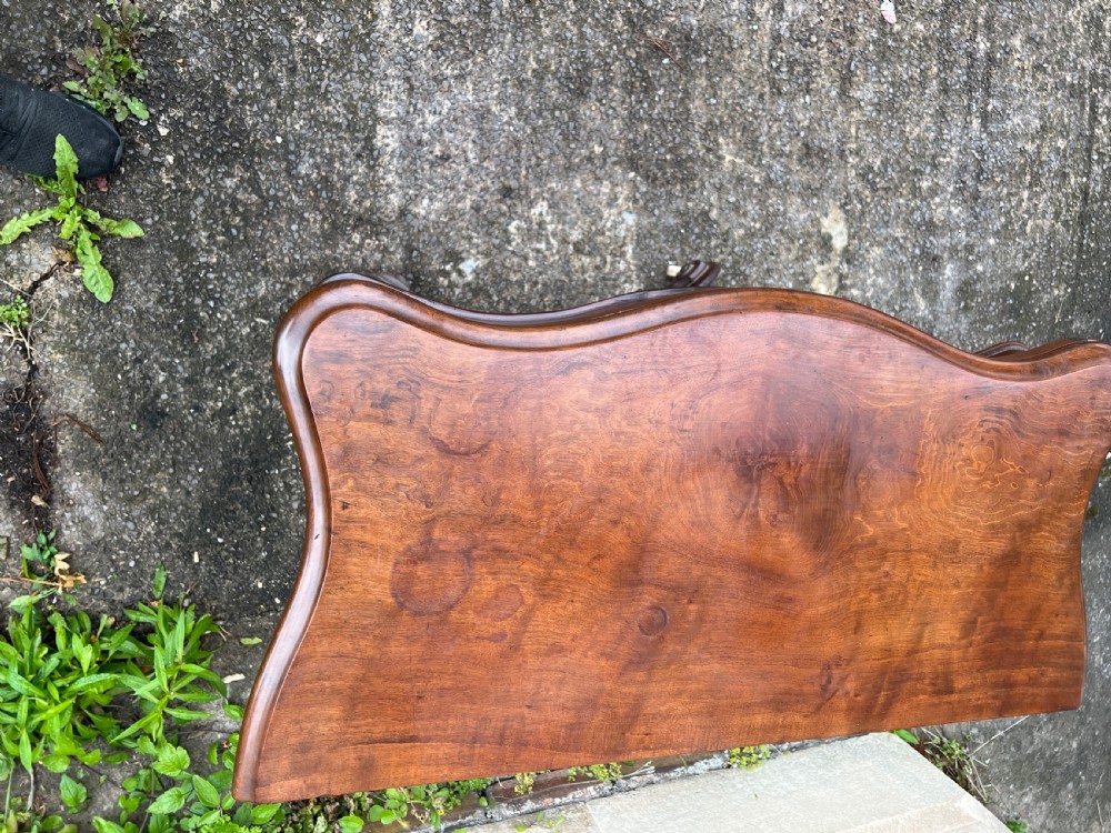 C19th serpentine mahogany pedestal card table  View IV