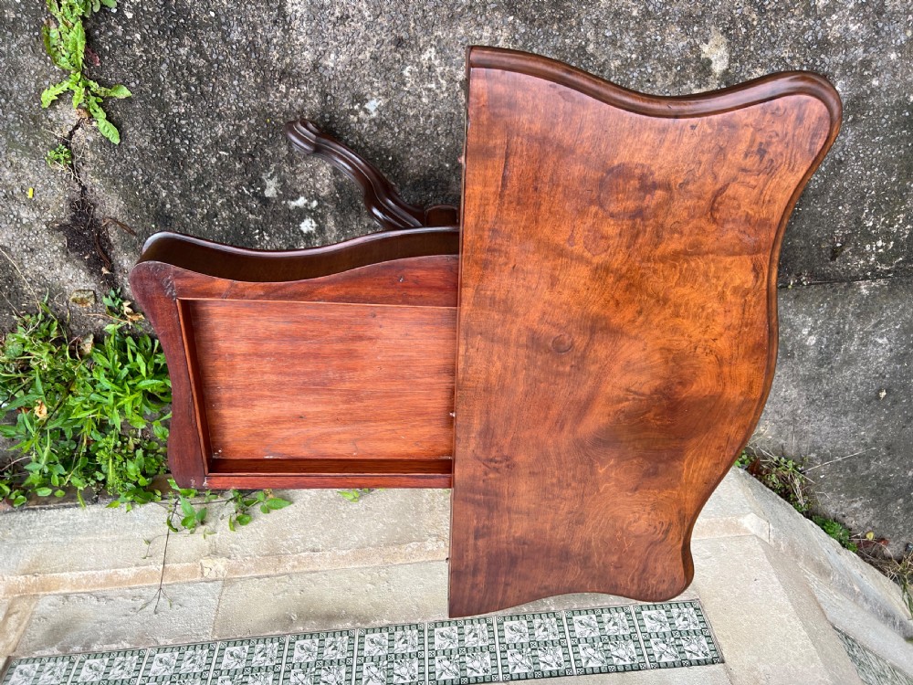 C19th serpentine mahogany pedestal card table  View VI