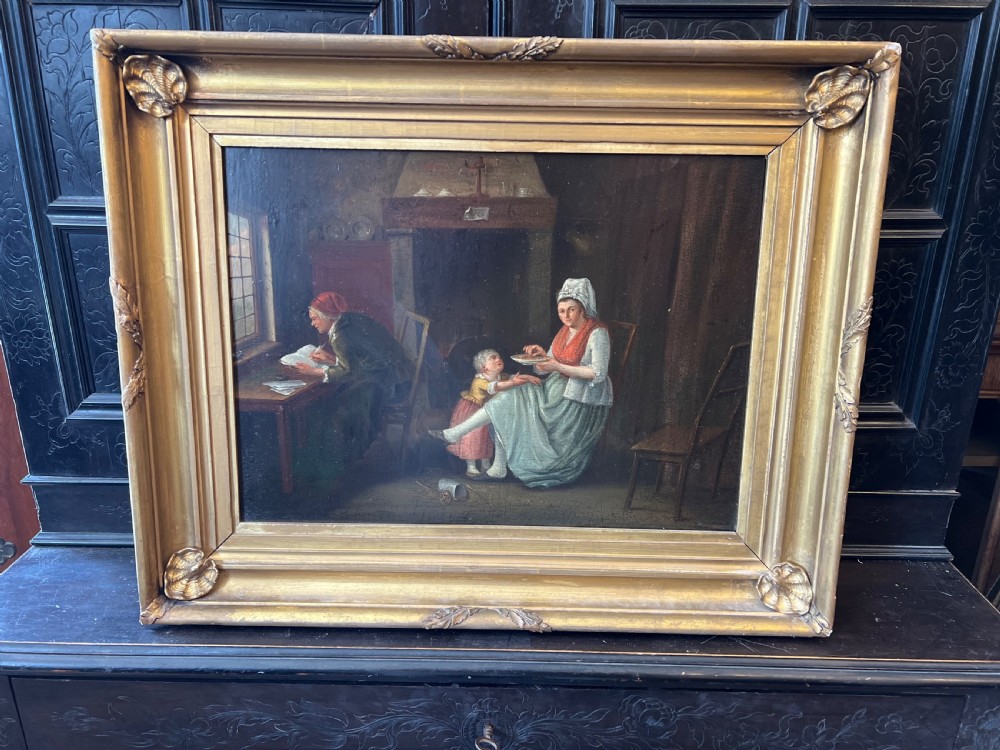 C19th Dutch interior oil painting on panel  View II