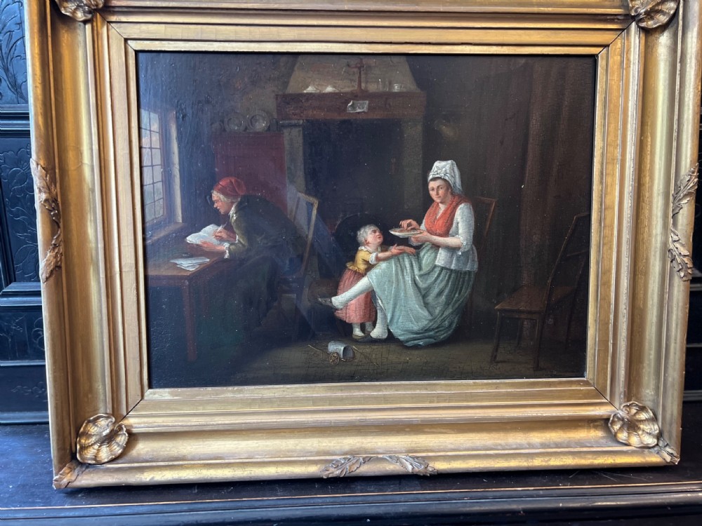 C19th Dutch interior oil painting on panel  View III