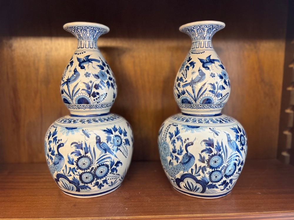 Pair of delft gourd shaped vases C1900-1910 View II