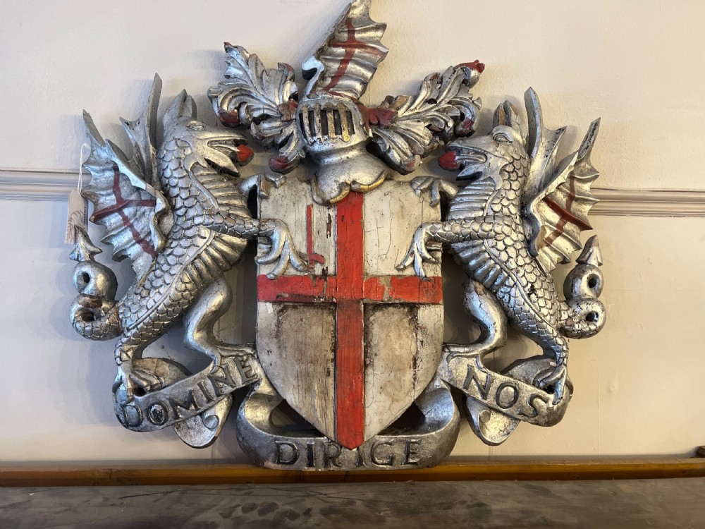 Large carved wood crest of the city of london 