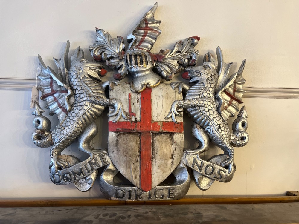 Large carved wood crest of the city of london  View II