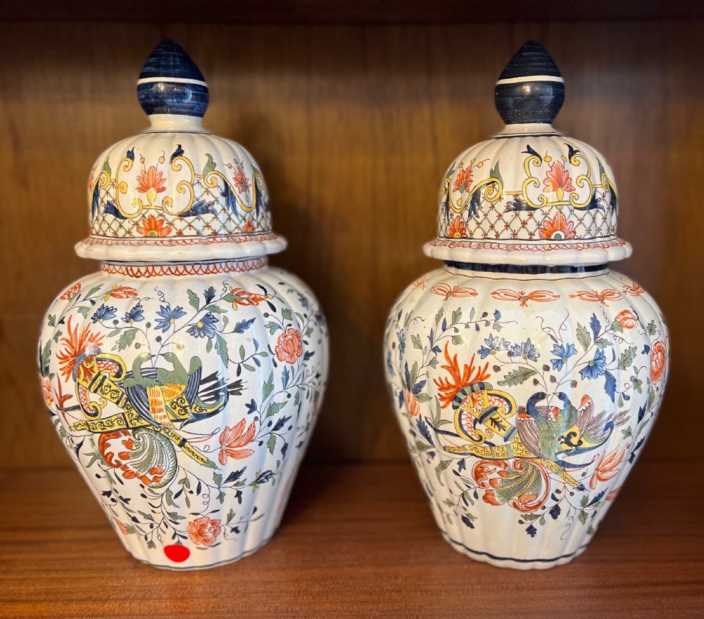 Pair of delft vase and covers circa 1930s