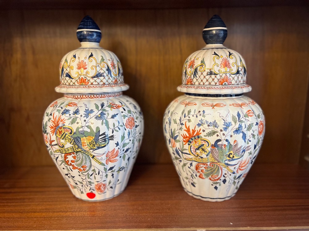 Pair of delft vase and covers circa 1930s View II