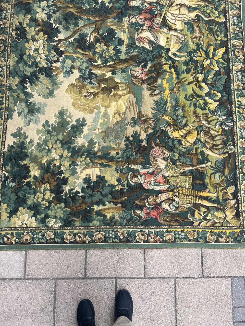 Large tapestry of hunting party in woodland  View III