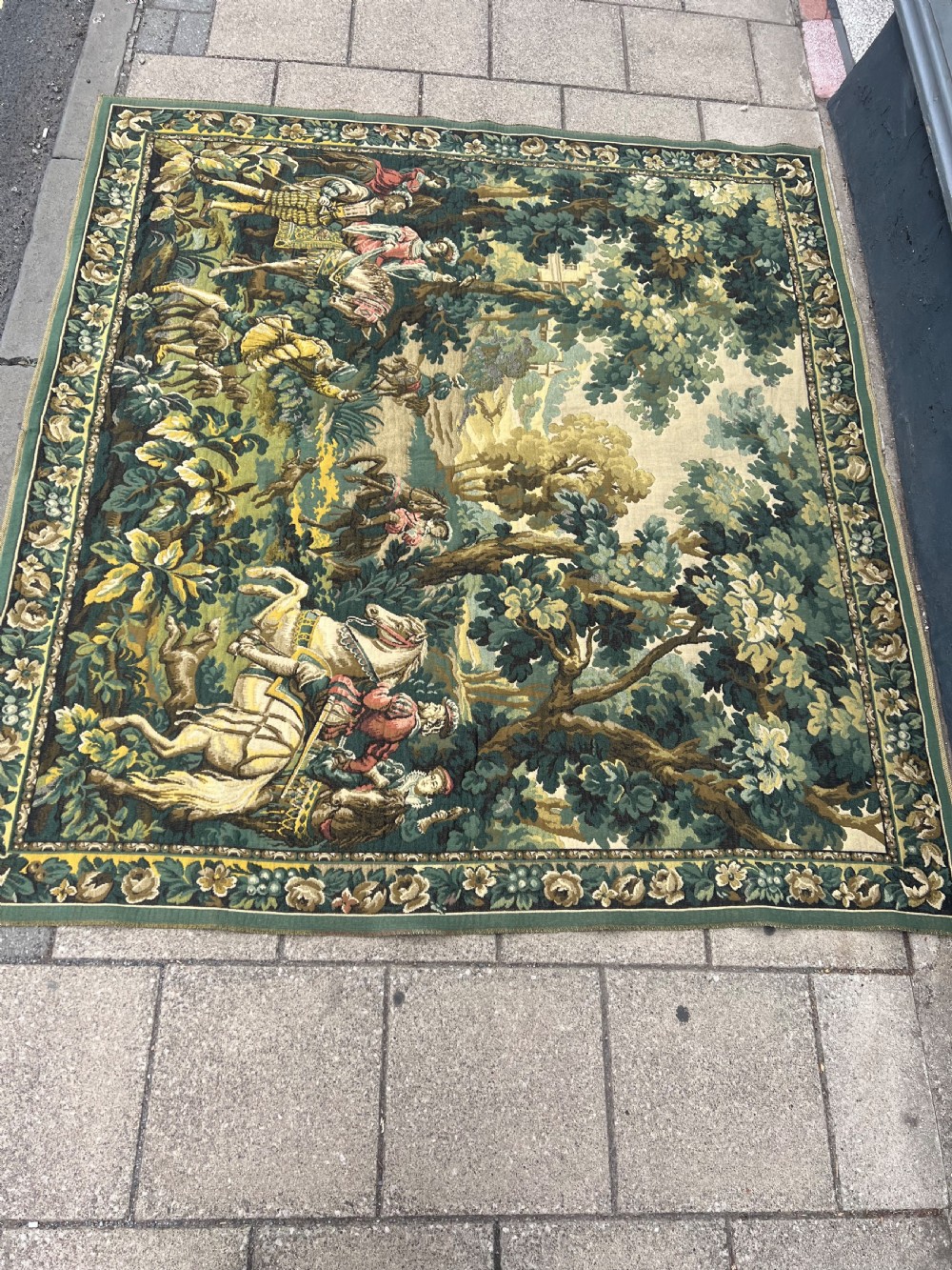 Large tapestry of hunting party in woodland  View IX