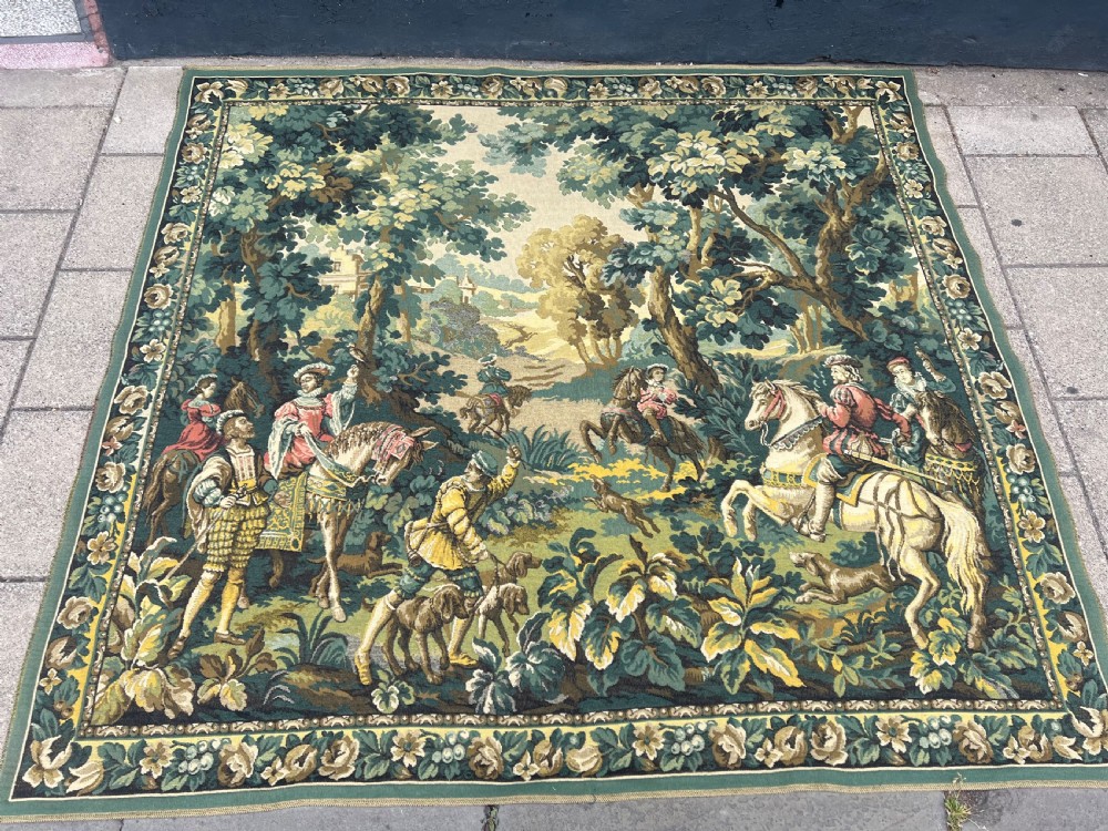 Large tapestry of hunting party in woodland  View XIV