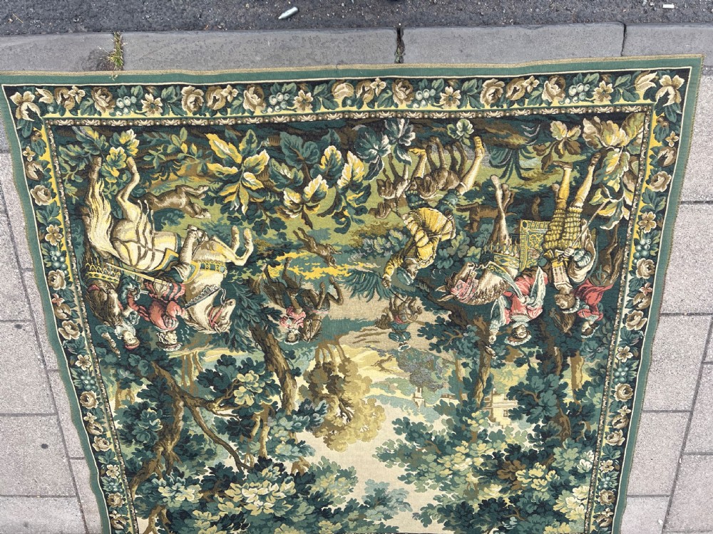 Large tapestry of hunting party in woodland  View XVI