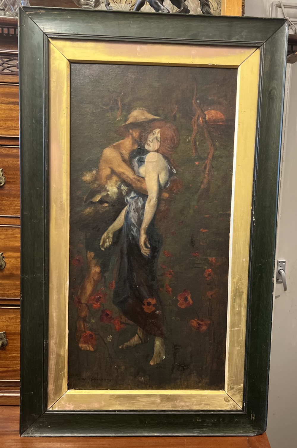 C1920s copy of An Idyll study ( M greiffenhagen) oil painting on board 
