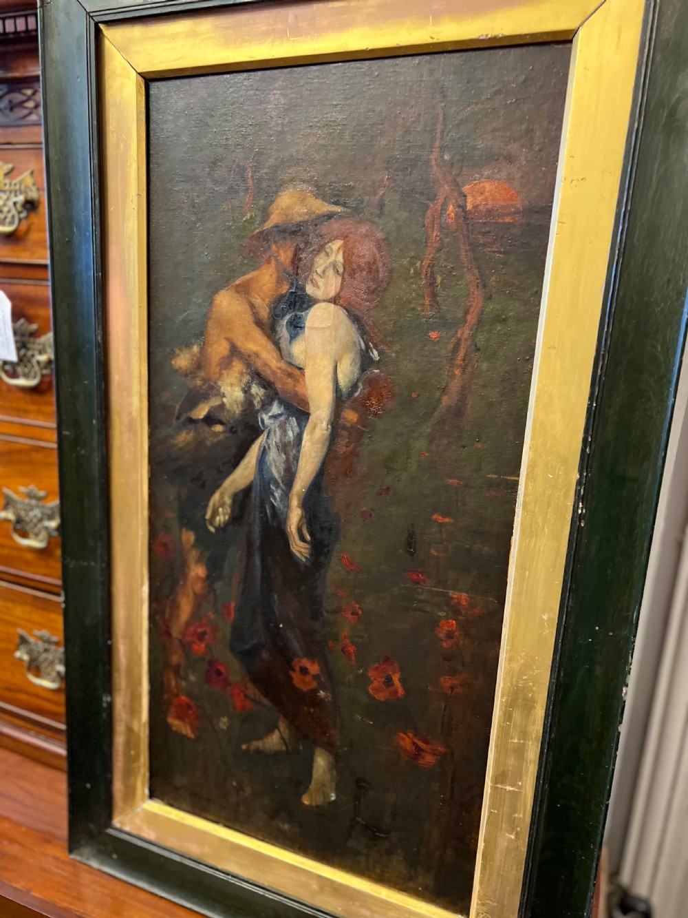 C1920s copy of An Idyll study ( M greiffenhagen) oil painting on board  View III
