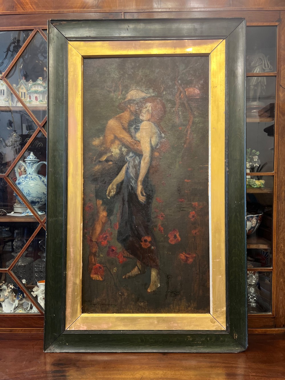 C1920s copy of An Idyll study ( M greiffenhagen) oil painting on board  View VI
