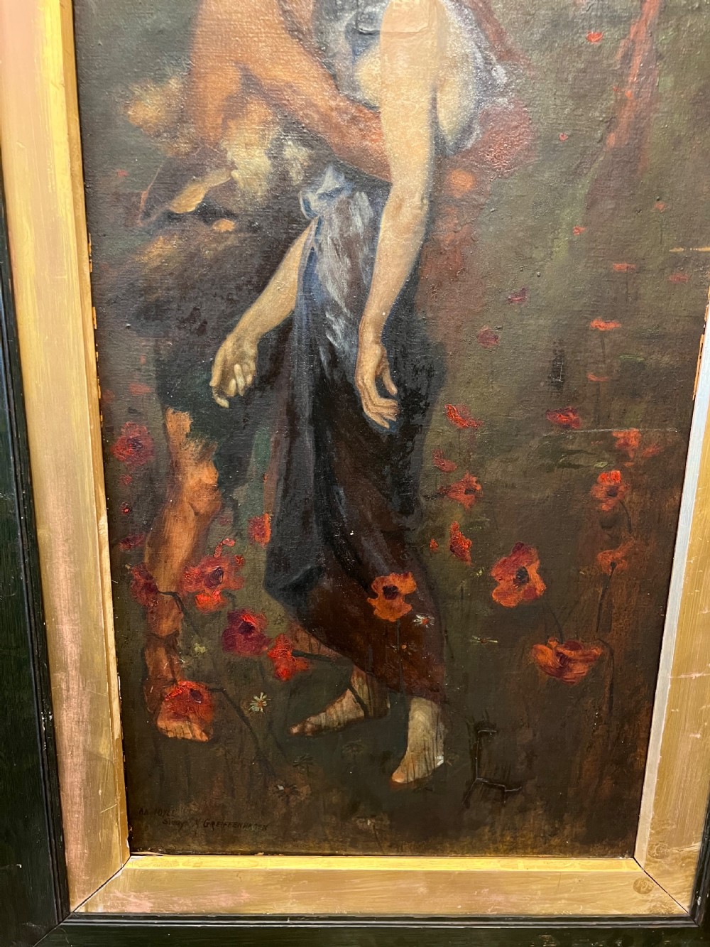 C1920s copy of An Idyll study ( M greiffenhagen) oil painting on board  View IX