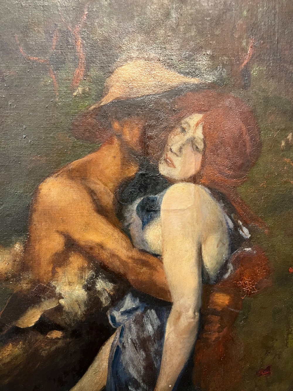 C1920s copy of An Idyll study ( M greiffenhagen) oil painting on board  View X
