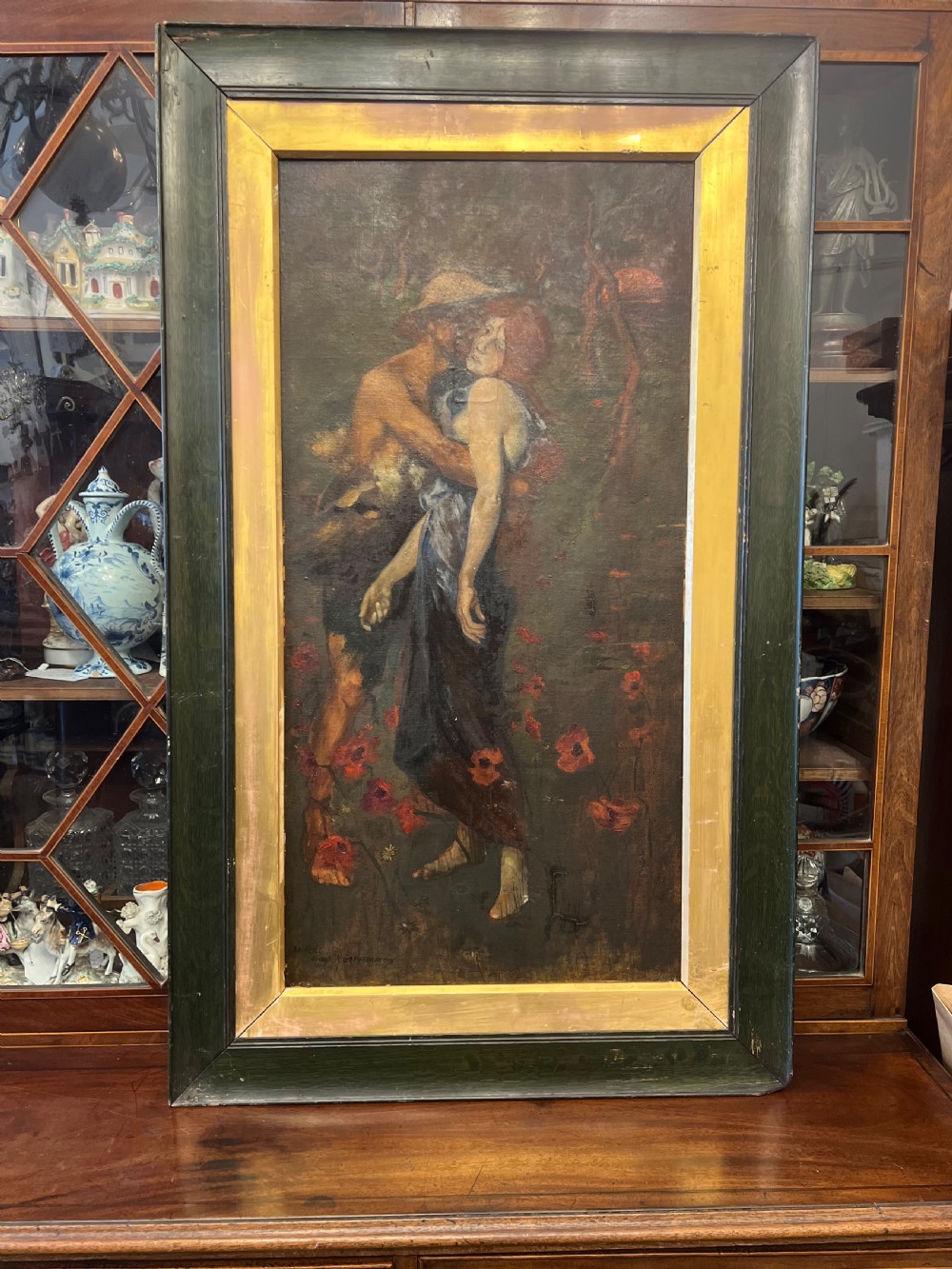 C1920s copy of An Idyll study ( M greiffenhagen) oil painting on board  View XII