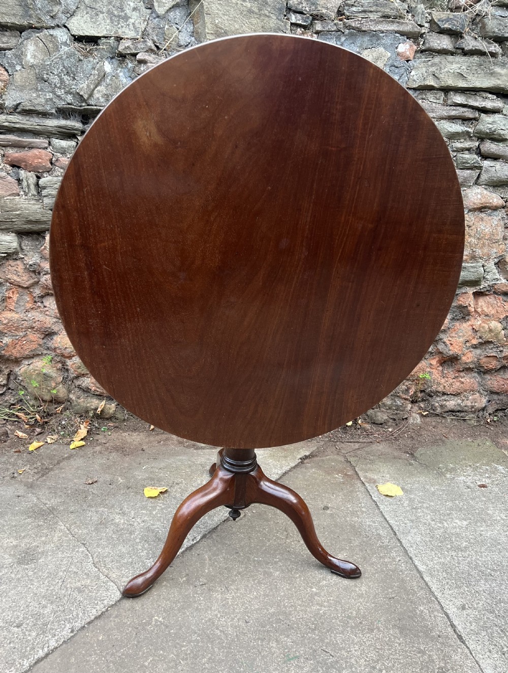 C18th single plank top birdcage tripod table in mahogany  View III