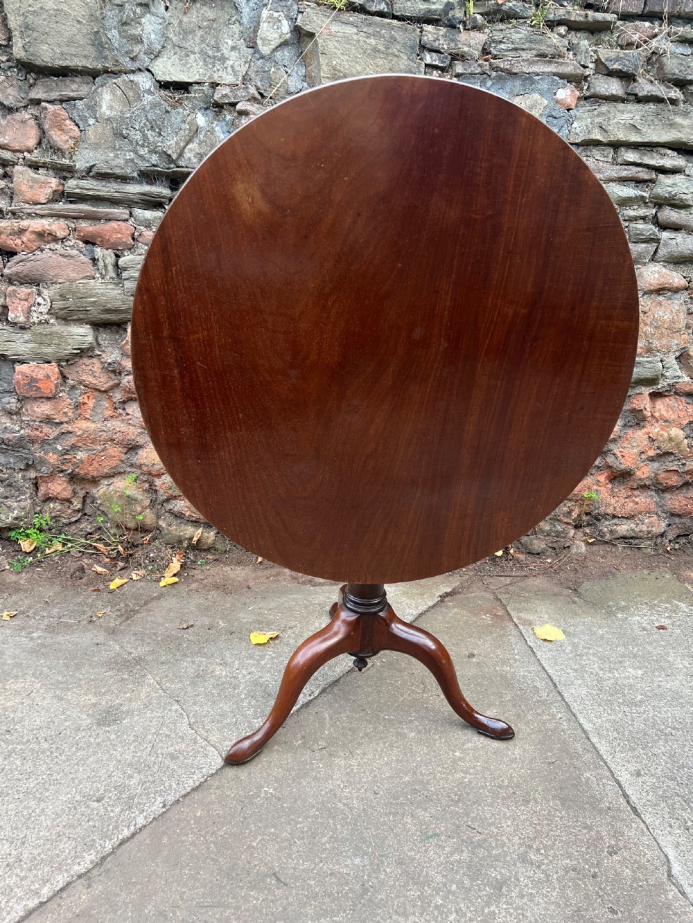 C18th single plank top birdcage tripod table in mahogany  View V