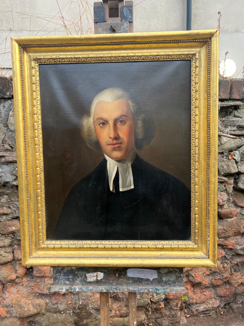 C18th oil painting on canvas of a reverend 