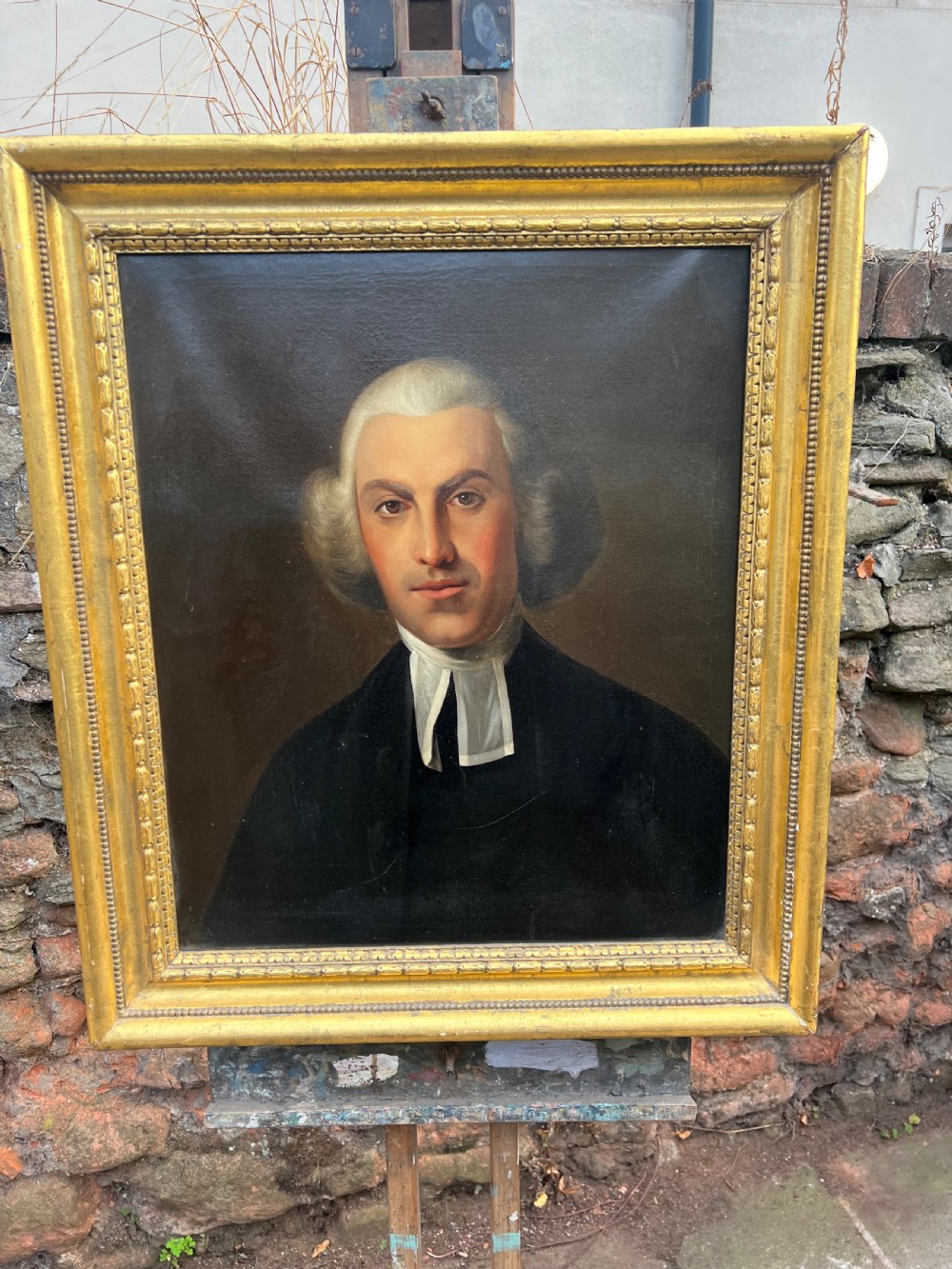 C18th oil painting on canvas of a reverend  View II