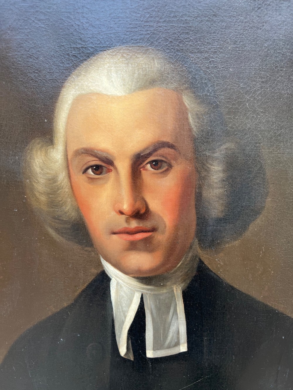 C18th oil painting on canvas of a reverend  View V