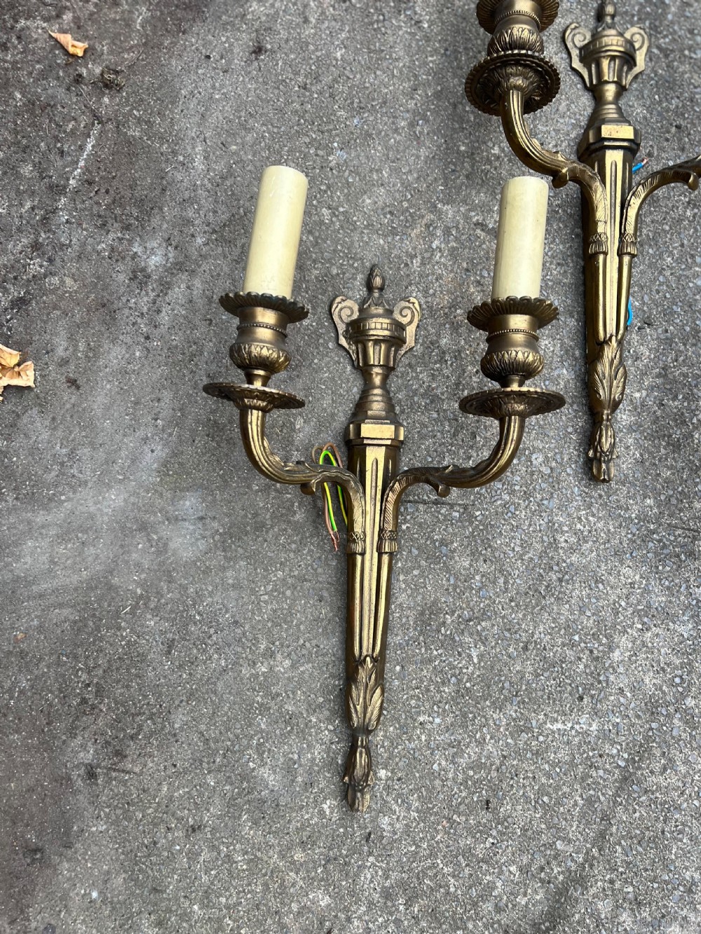 Set of four brass wall lights in the adams style  View III