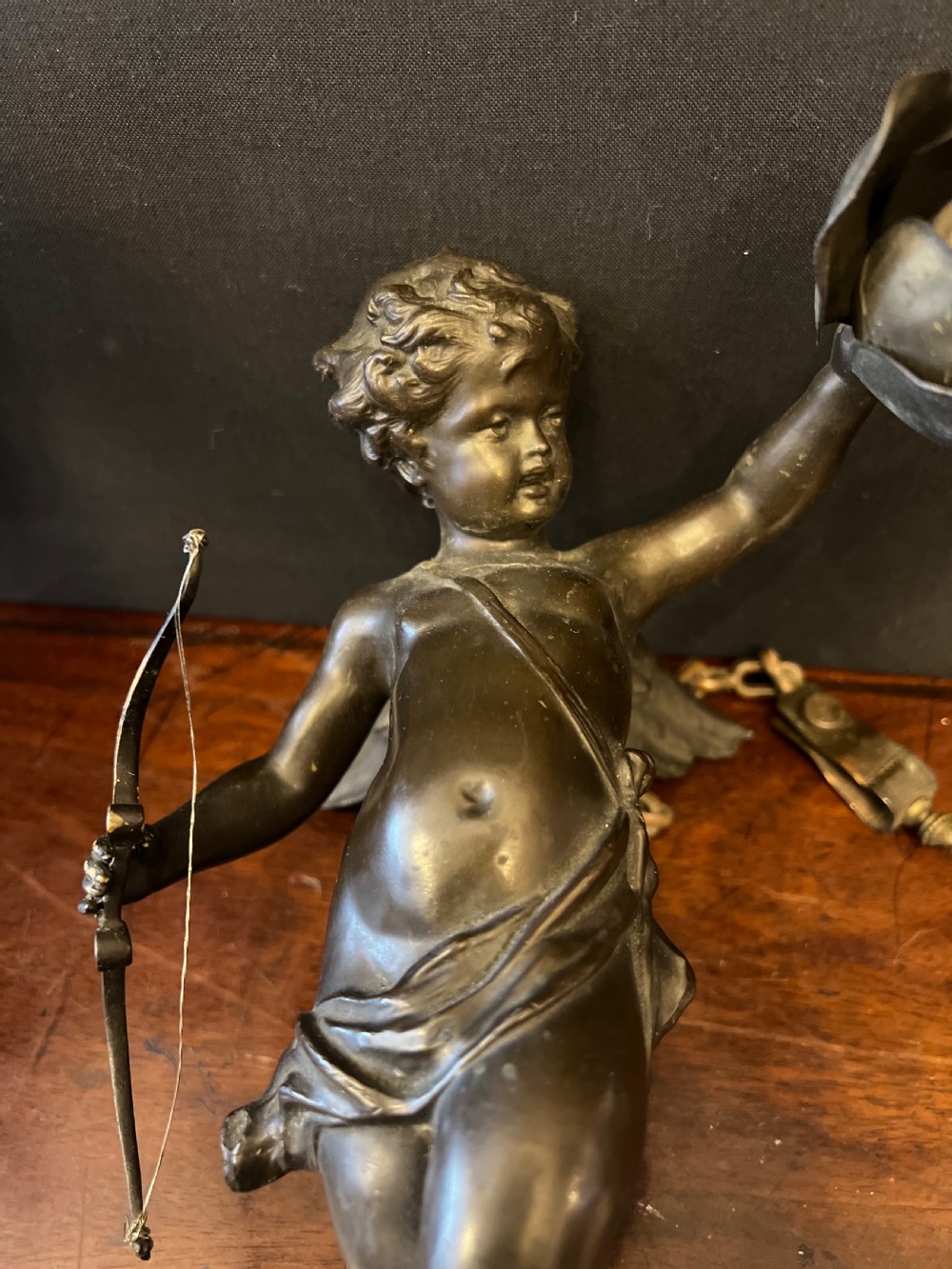 Pair of bronze cupids modelled as ceiling lights  View IV