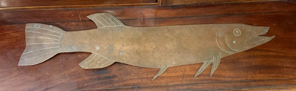 Shop display copper model of a salmon 