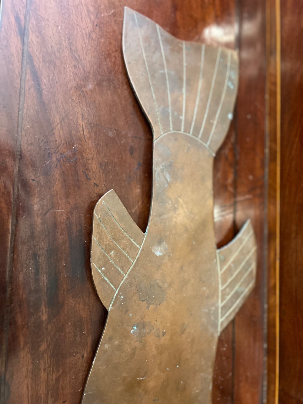 Shop display copper model of a salmon  View II