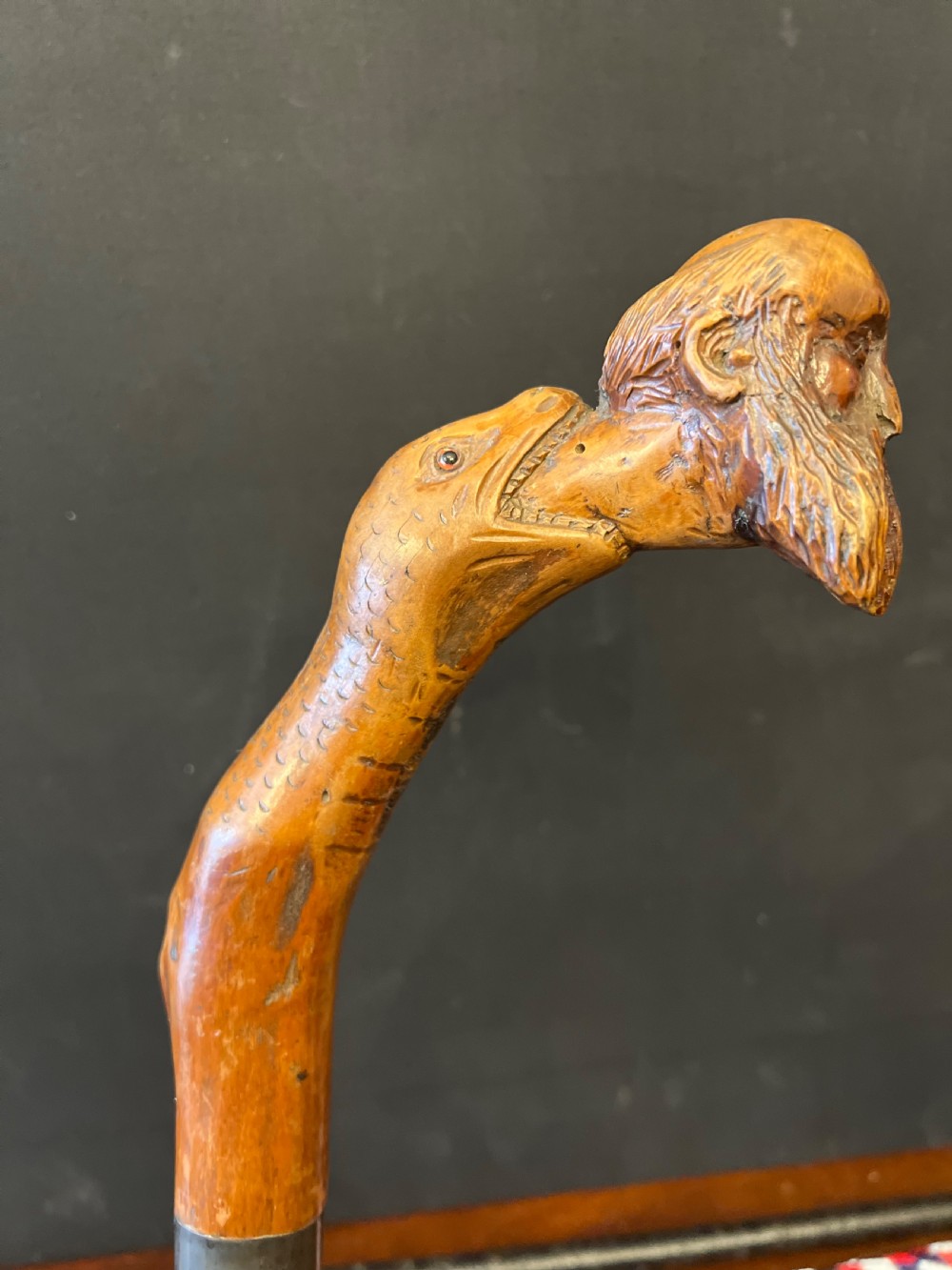Carved handled walking stick  View III