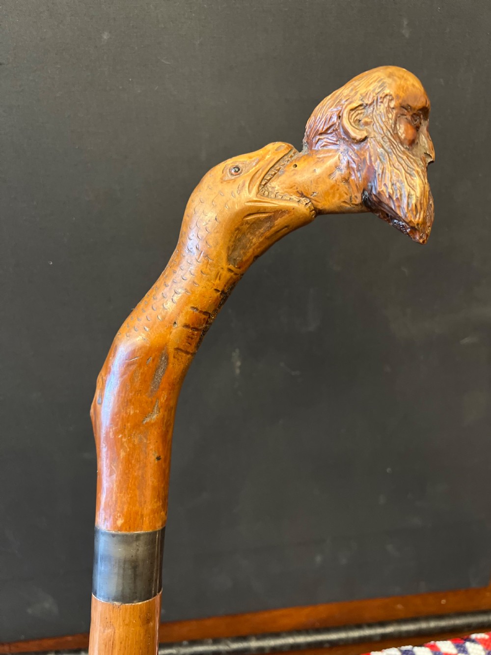 Carved handled walking stick  View VII