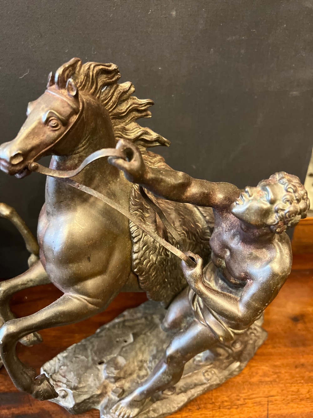 Pair of bronze Marley horses and trainers after coustou C1900 View VII