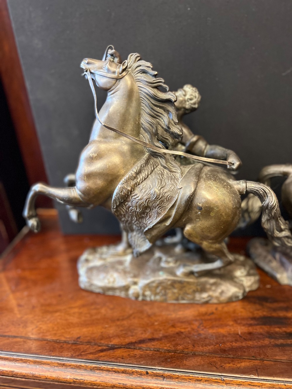 Pair of bronze Marley horses and trainers after coustou C1900 View VIII