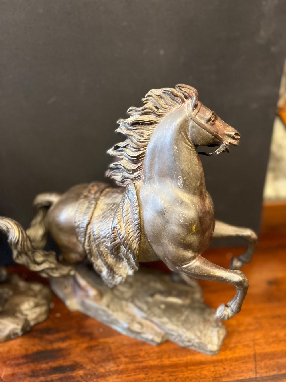Pair of bronze Marley horses and trainers after coustou C1900 View IX
