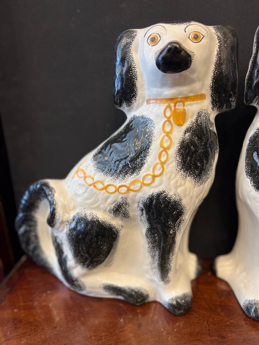 Pair of large Staffordshire dogs  View II